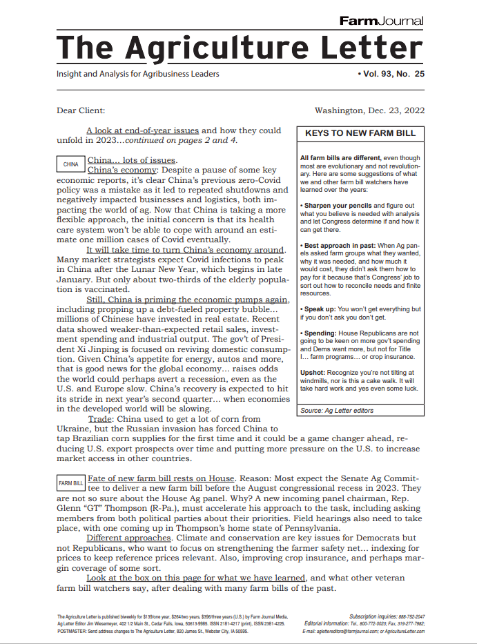 Agriculture Letter Dec. 23, 2022 Pro Farmer